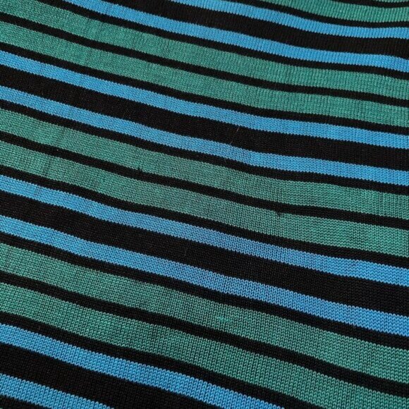 Vintage J  CO Silk Top Womens M Stripes 90s Mock Neck Short Sleeve Knit Silk - Picture 5 of 7